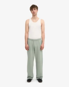 Pantalon de survêtement bio à coupe droite – Bleu acier