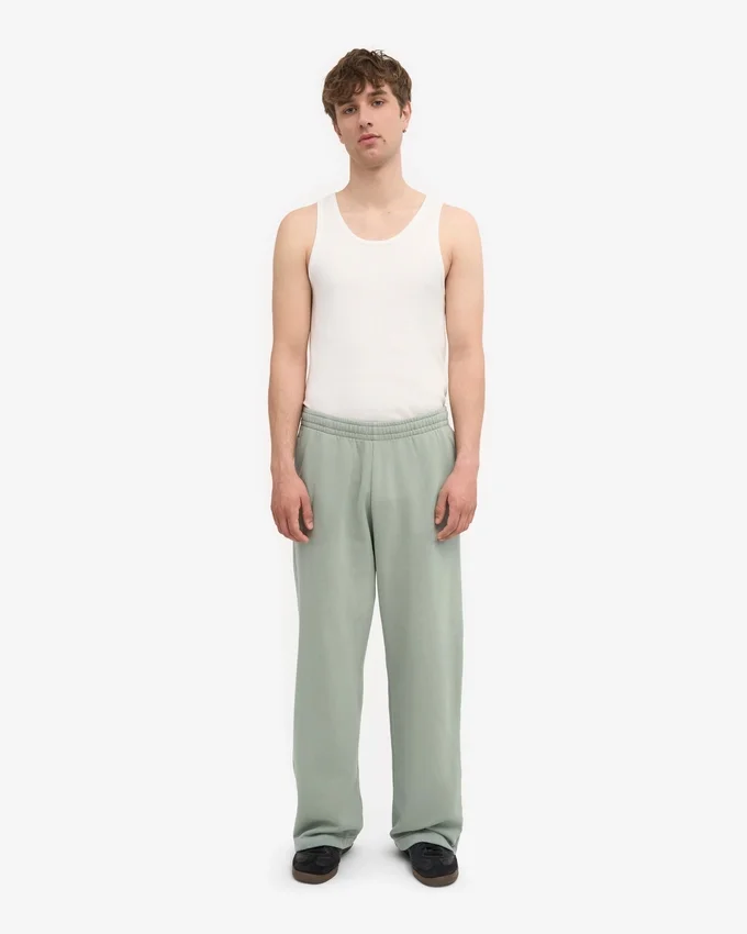 Pantalon de survêtement bio à coupe droite - Bleu acier