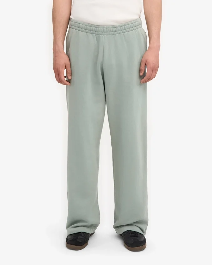 Pantalon de survêtement bio à coupe droite - Bleu acier