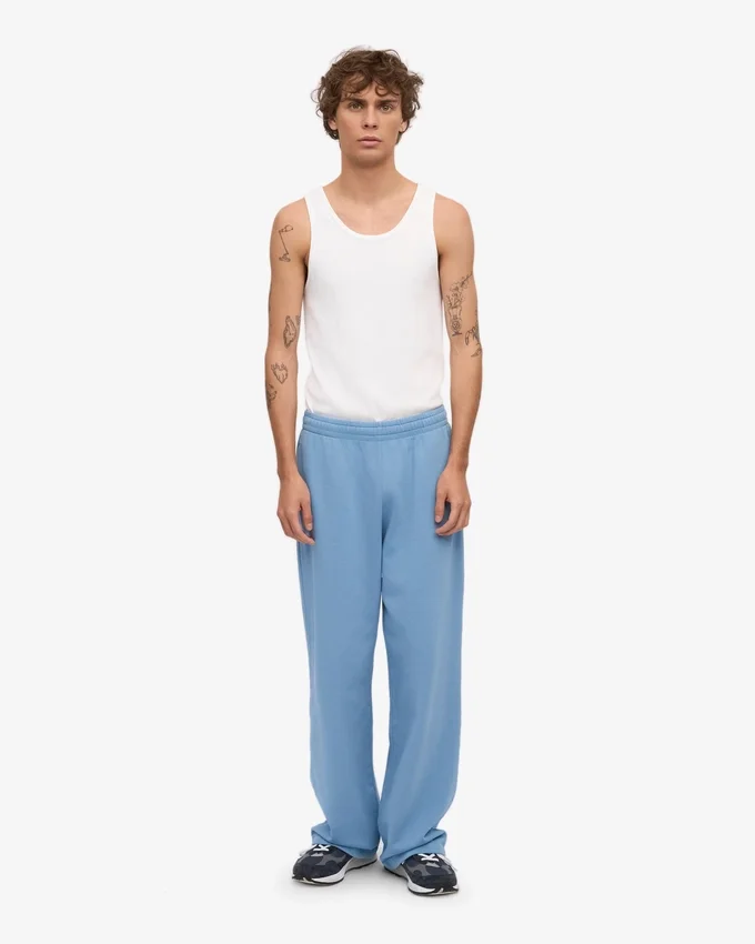 Pantalon de survêtement bio à coupe droite - Bleu bord de mer