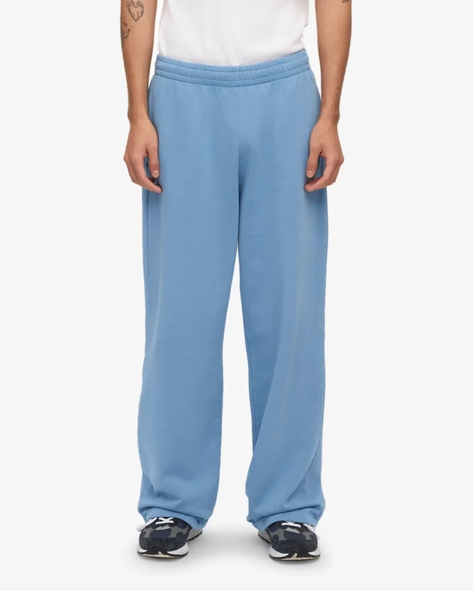 Pantalon de survêtement bio à coupe droite - Bleu bord de mer