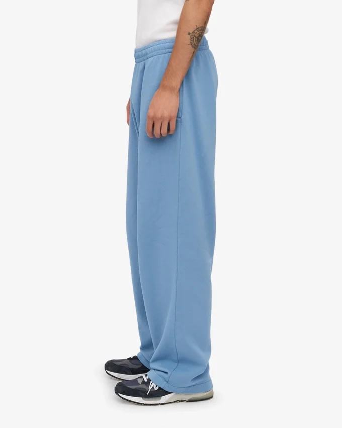 Pantalon de survêtement bio à coupe droite - Bleu bord de mer