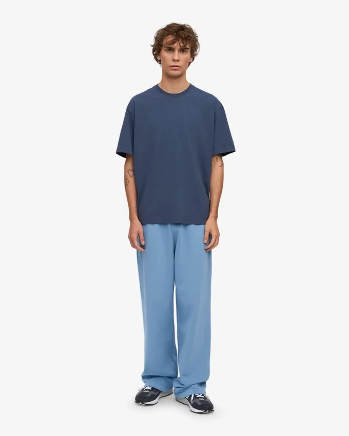Pantalon de survêtement bio à coupe droite - Bleu bord de mer