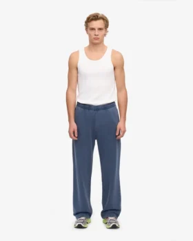 Pantalon de survêtement bio à coupe droite – Bleu Neptune