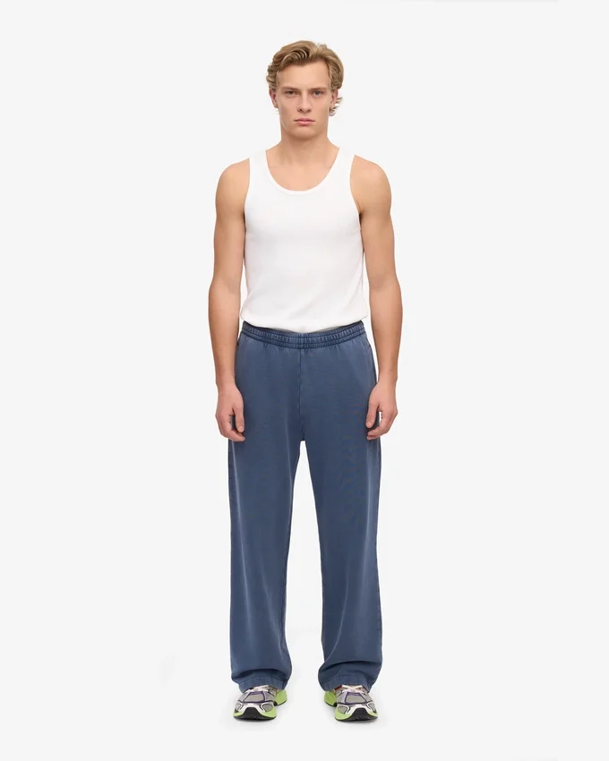 Pantalon de survêtement bio à coupe droite - Bleu Neptune