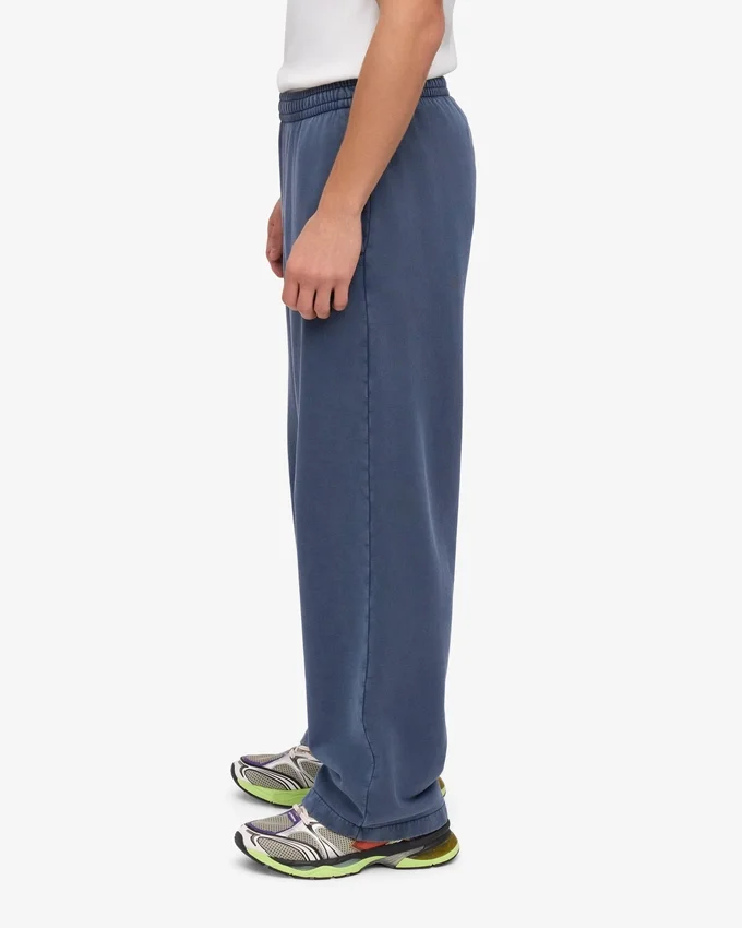 Pantalon de survêtement bio à coupe droite - Bleu Neptune