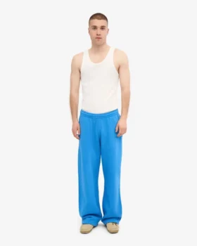 Pantalon de survêtement bio à coupe droite – Bleu Pacifique
