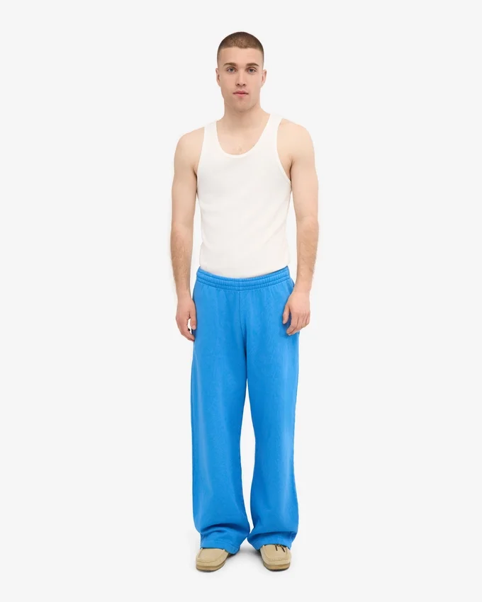 Pantalon de survêtement bio à coupe droite - Bleu Pacifique