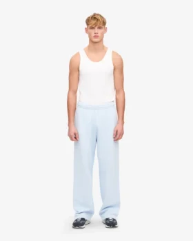 Pantalon de survêtement bio à coupe droite – Bleu polaire