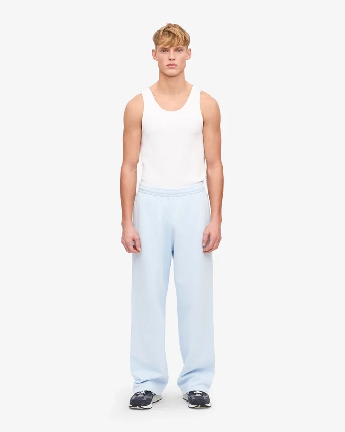 Pantalon de survêtement bio à coupe droite - Bleu polaire