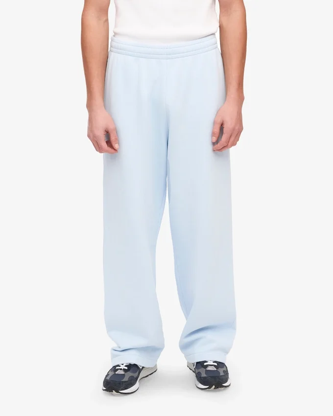 Pantalon de survêtement bio à coupe droite - Bleu polaire