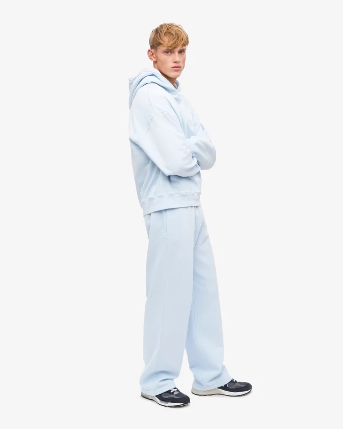 Pantalon de survêtement bio à coupe droite - Bleu polaire