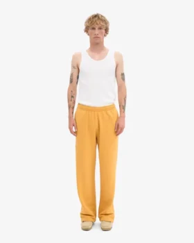 Pantalon de survêtement bio à coupe droite – Jaune brûlé
