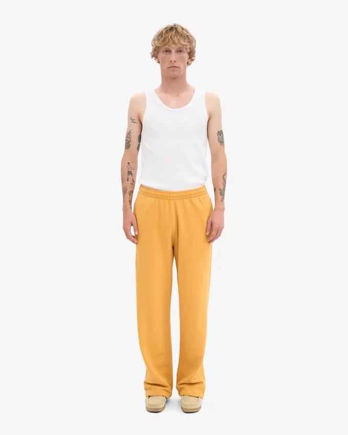 Pantalon de survêtement bio à coupe droite - Jaune brûlé