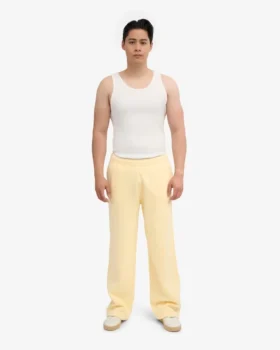 Pantalon de survêtement bio à coupe droite – Jaune pâle