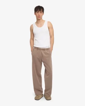 Pantalon de survêtement bio à coupe droite – Kaki délavé