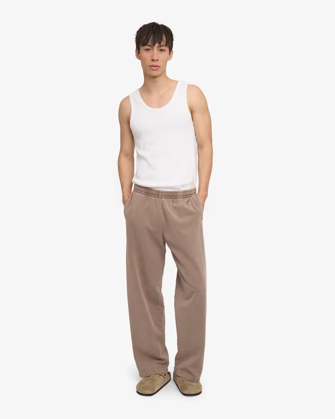 Pantalon de survêtement bio à coupe droite - Kaki délavé