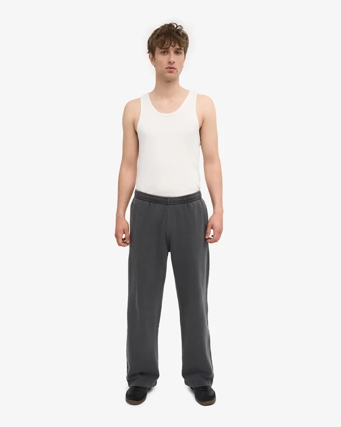 Pantalon de survêtement bio à coupe droite - Noir délavé