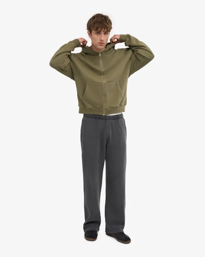 Pantalon de survêtement bio à coupe droite - Noir délavé