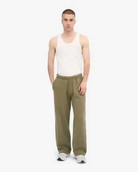 Pantalon de survêtement bio à coupe droite – Olive poussiéreuse