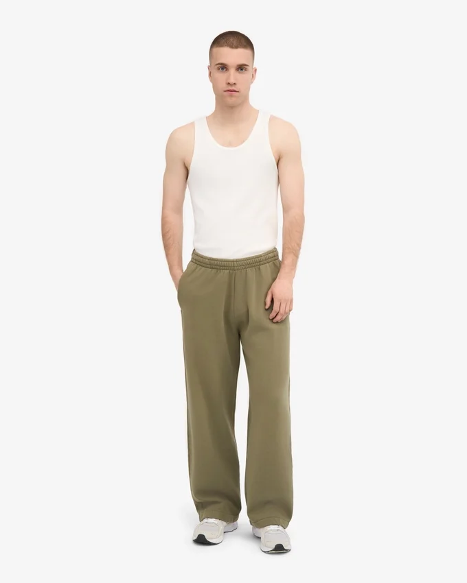 Pantalon de survêtement bio à coupe droite - Olive poussiéreuse