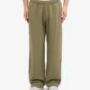 Pantalon de survêtement bio à coupe droite - Olive poussiéreuse