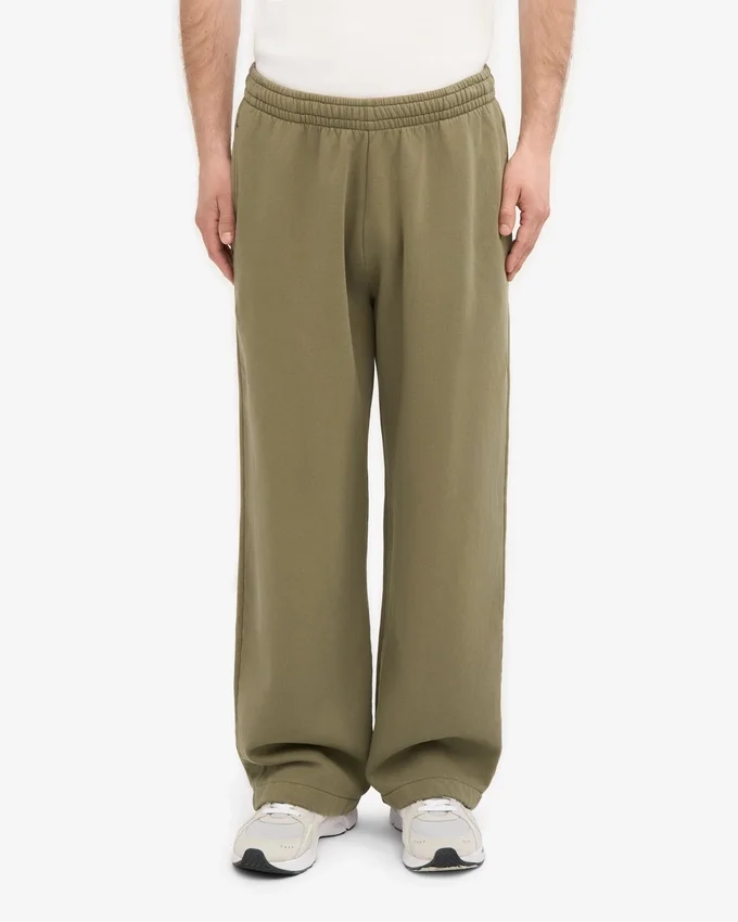 Pantalon de survêtement bio à coupe droite - Olive poussiéreuse