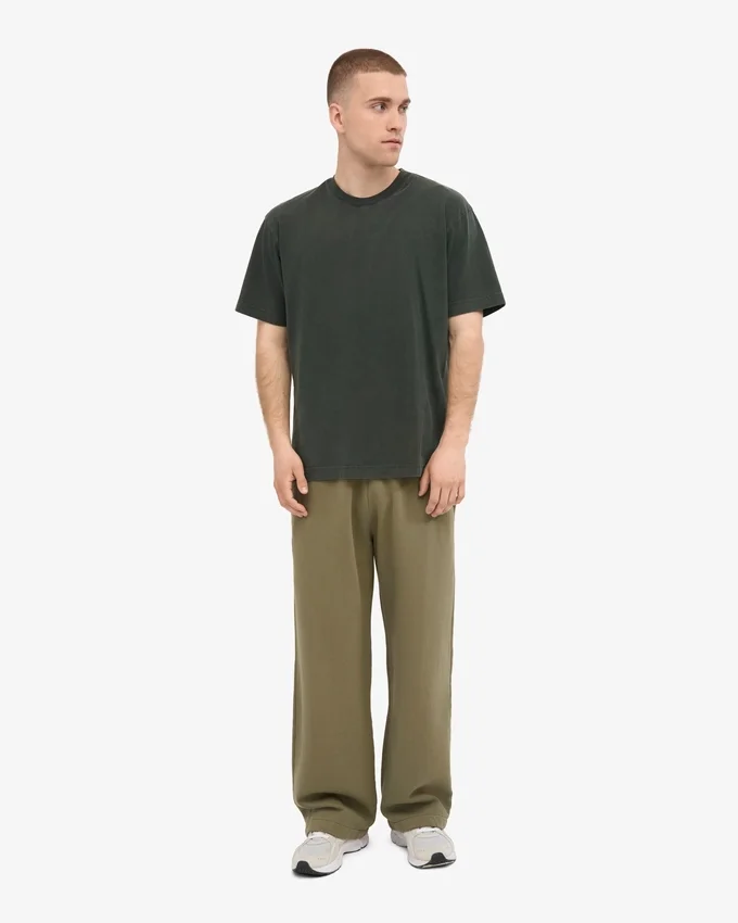 Pantalon de survêtement bio à coupe droite - Olive poussiéreuse