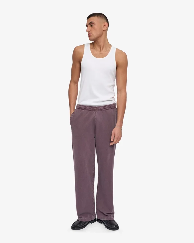 Pantalon de survêtement bio à coupe droite - Raisin délavé