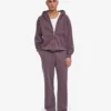 Pantalon de survêtement bio à coupe droite - Raisin délavé