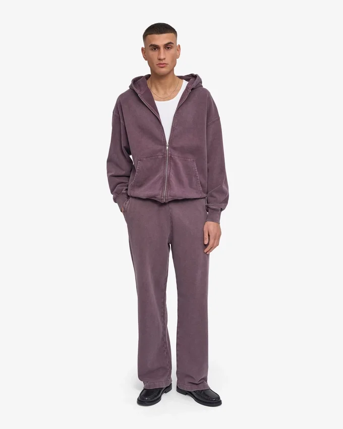 Pantalon de survêtement bio à coupe droite - Raisin délavé