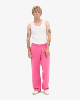Pantalon de survêtement bio coupe droite – rose bubble-gum