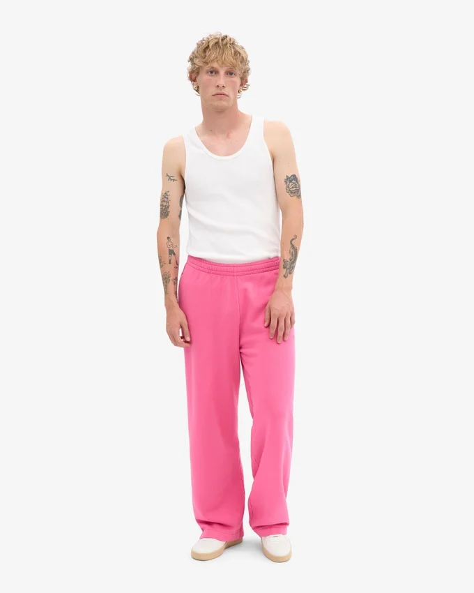 Pantalon de survêtement bio coupe droite - rose bubble-gum