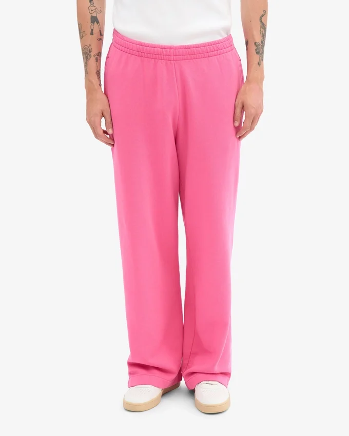 Pantalon de survêtement bio coupe droite - rose bubble-gum