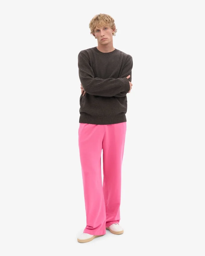 Pantalon de survêtement bio coupe droite - rose bubble-gum
