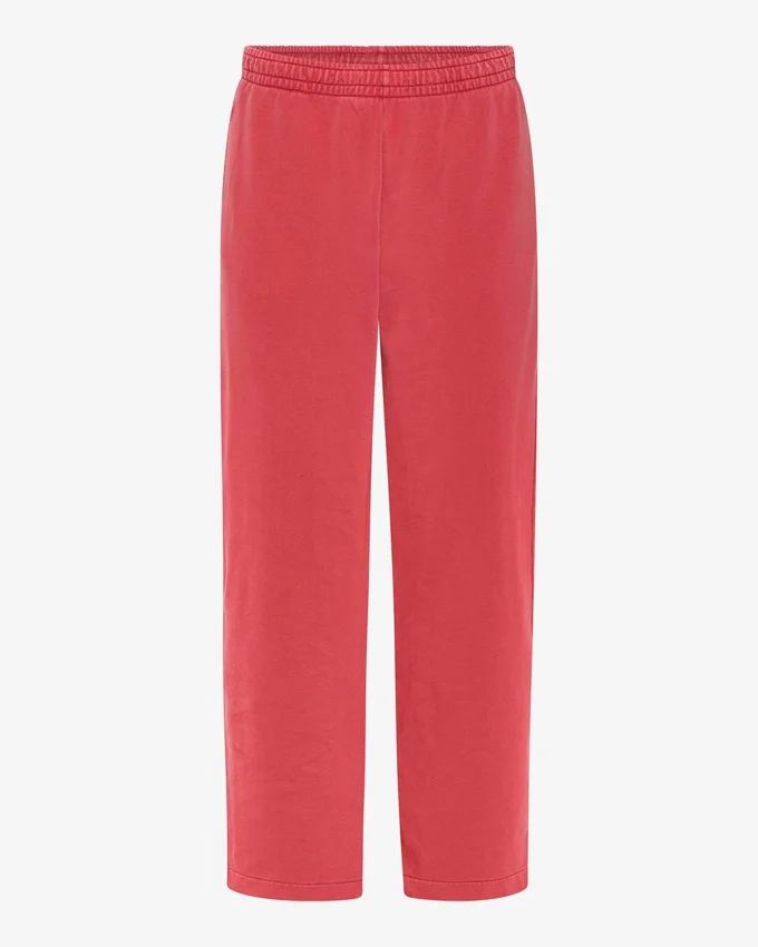 Pantalon de survêtement bio à coupe droite - Rouge délavé