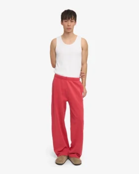 Pantalon de survêtement bio à coupe droite – Rouge délavé