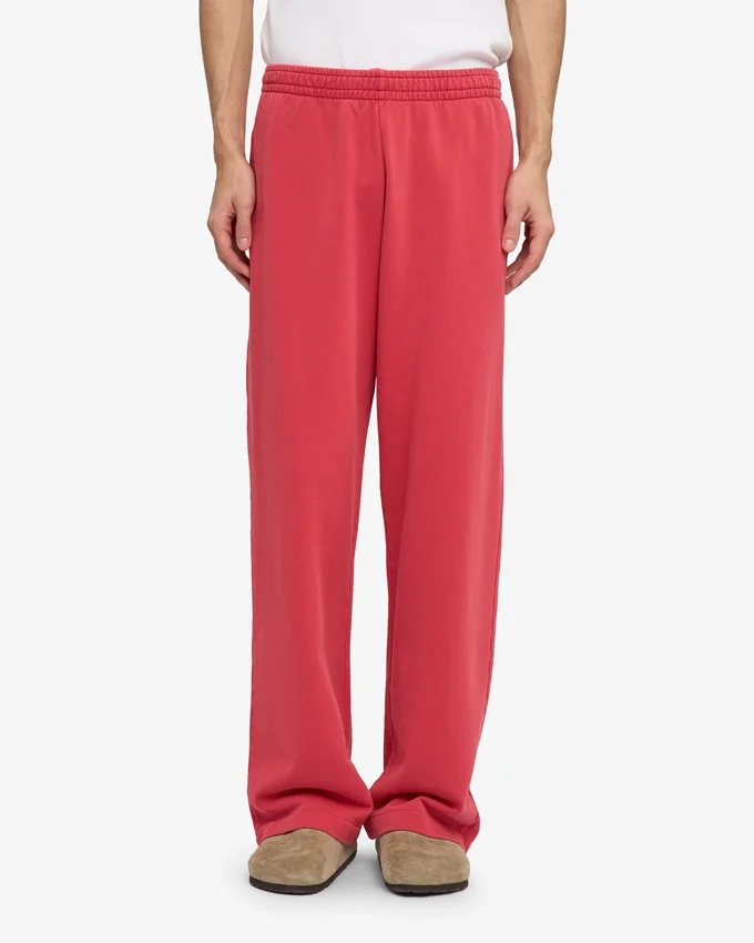 Pantalon de survêtement bio à coupe droite - Rouge délavé