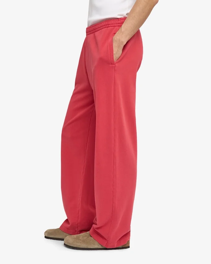 Pantalon de survêtement bio à coupe droite - Rouge délavé