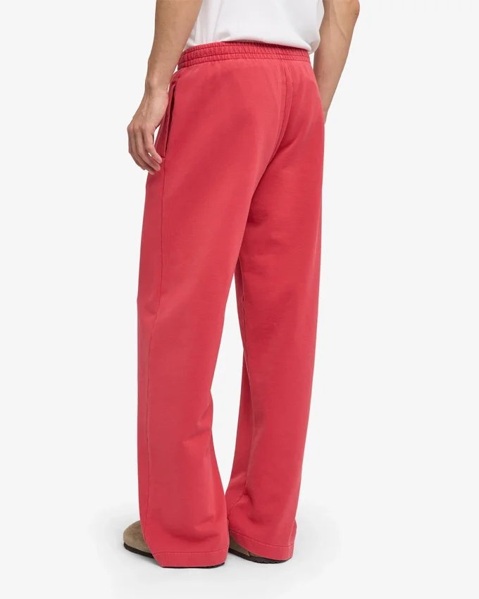 Pantalon de survêtement bio à coupe droite - Rouge délavé