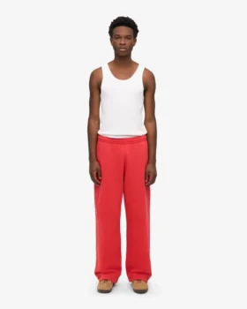 Pantalon de survêtement bio à coupe droite – Rouge mandarine