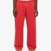 Pantalon de survêtement bio à coupe droite - Rouge mandarine