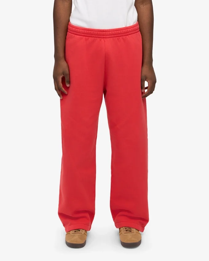 Pantalon de survêtement bio à coupe droite - Rouge mandarine