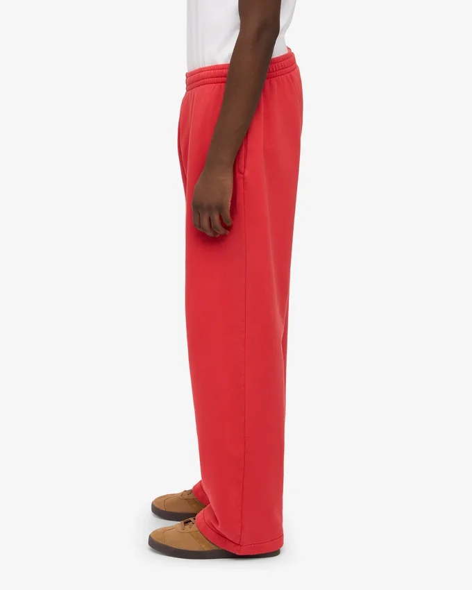 Pantalon de survêtement bio à coupe droite - Rouge mandarine
