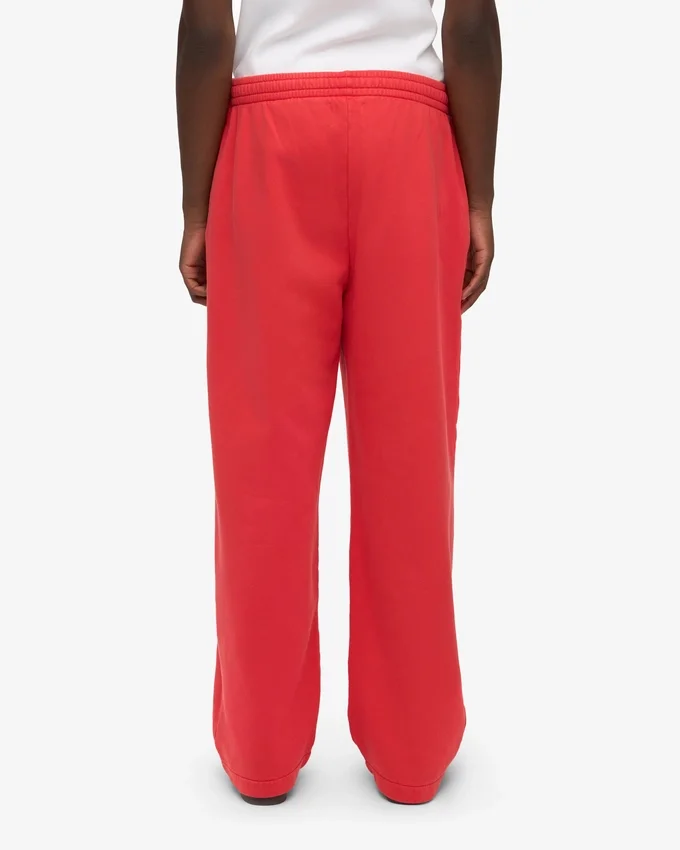 Pantalon de survêtement bio à coupe droite - Rouge mandarine