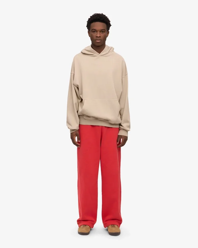 Pantalon de survêtement bio à coupe droite - Rouge mandarine