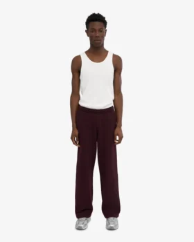 Pantalon de survêtement bio à coupe droite – Rouge sang de bœuf