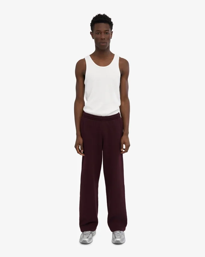 Pantalon de survêtement bio à coupe droite - Rouge sang de bœuf