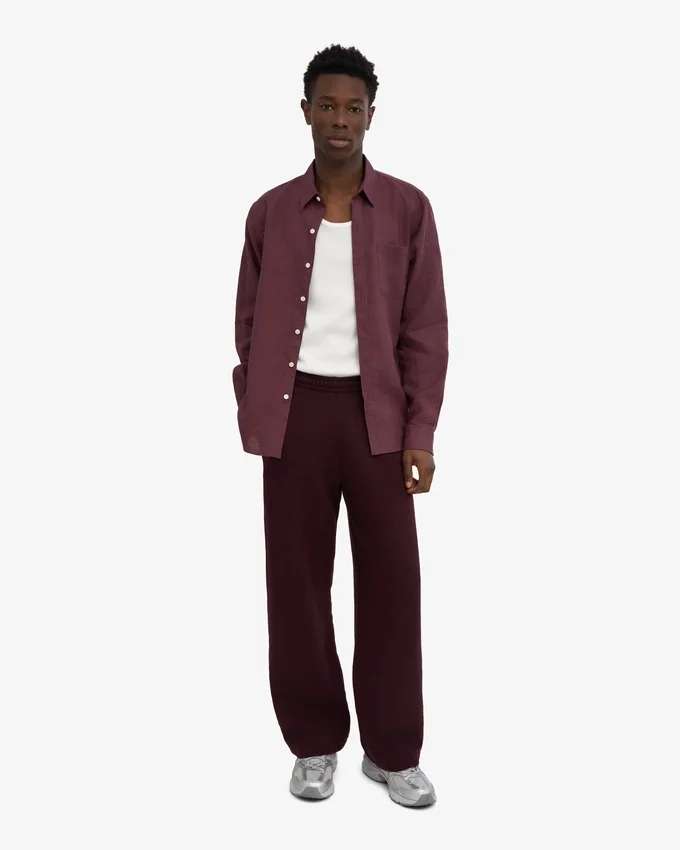 Pantalon de survêtement bio à coupe droite - Rouge sang de bœuf
