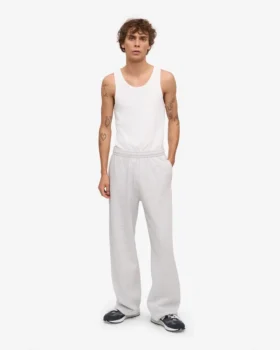 Pantalon de survêtement bio à coupe droite – Snow Melange